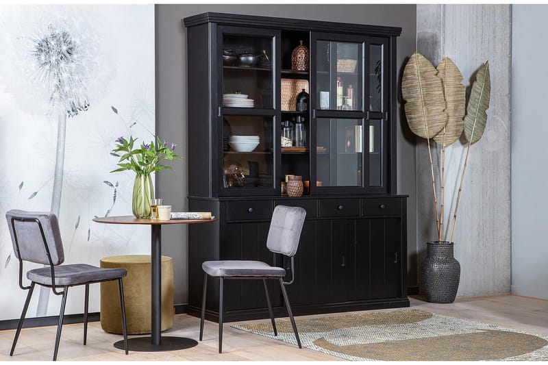 Ananse Vitrineskab 166x48 cm - Fyrretræ/Sort - Opbevaring - Skab - Vitrineskabe