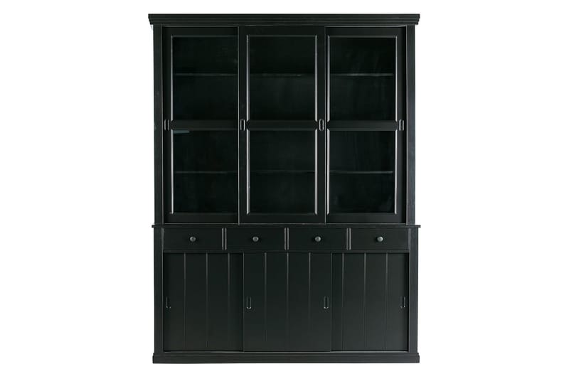 Ananse Vitrineskab 166x48 cm - Fyrretræ/Sort - Opbevaring - Skab - Vitrineskabe