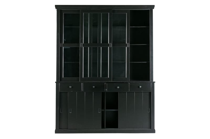 Ananse Vitrineskab 166x48 cm - Fyrretræ/Sort - Opbevaring - Skab - Vitrineskabe