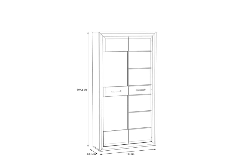 Aridiala Vitrineskab 35x103 cm - Brun/Hvid - Vitrineskabe