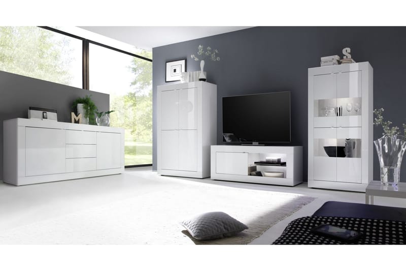 Basic Vitrineskab 102 cm - Hvid - Opbevaring - Skab - Vitrineskabe
