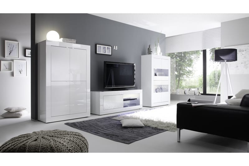 Basic Vitrineskab 102 cm - Hvid - Opbevaring - Skab - Vitrineskabe