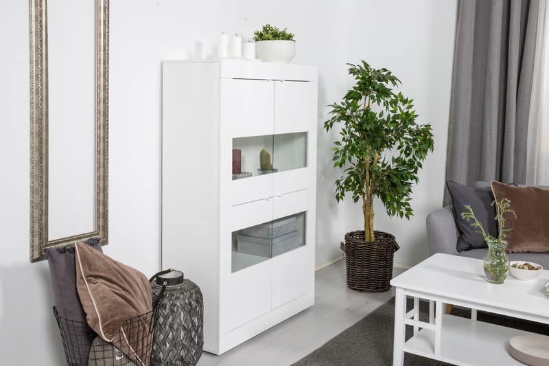 Basic Vitrineskab 102 cm - Hvid - Opbevaring - Skab - Vitrineskabe