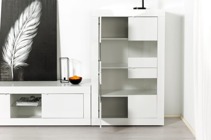 Basic Vitrineskab 102 cm - Hvid - Opbevaring - Skab - Vitrineskabe