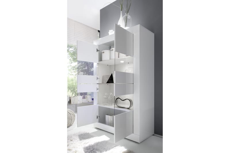 Basic Vitrineskab 102 cm - Hvid - Opbevaring - Skab - Vitrineskabe