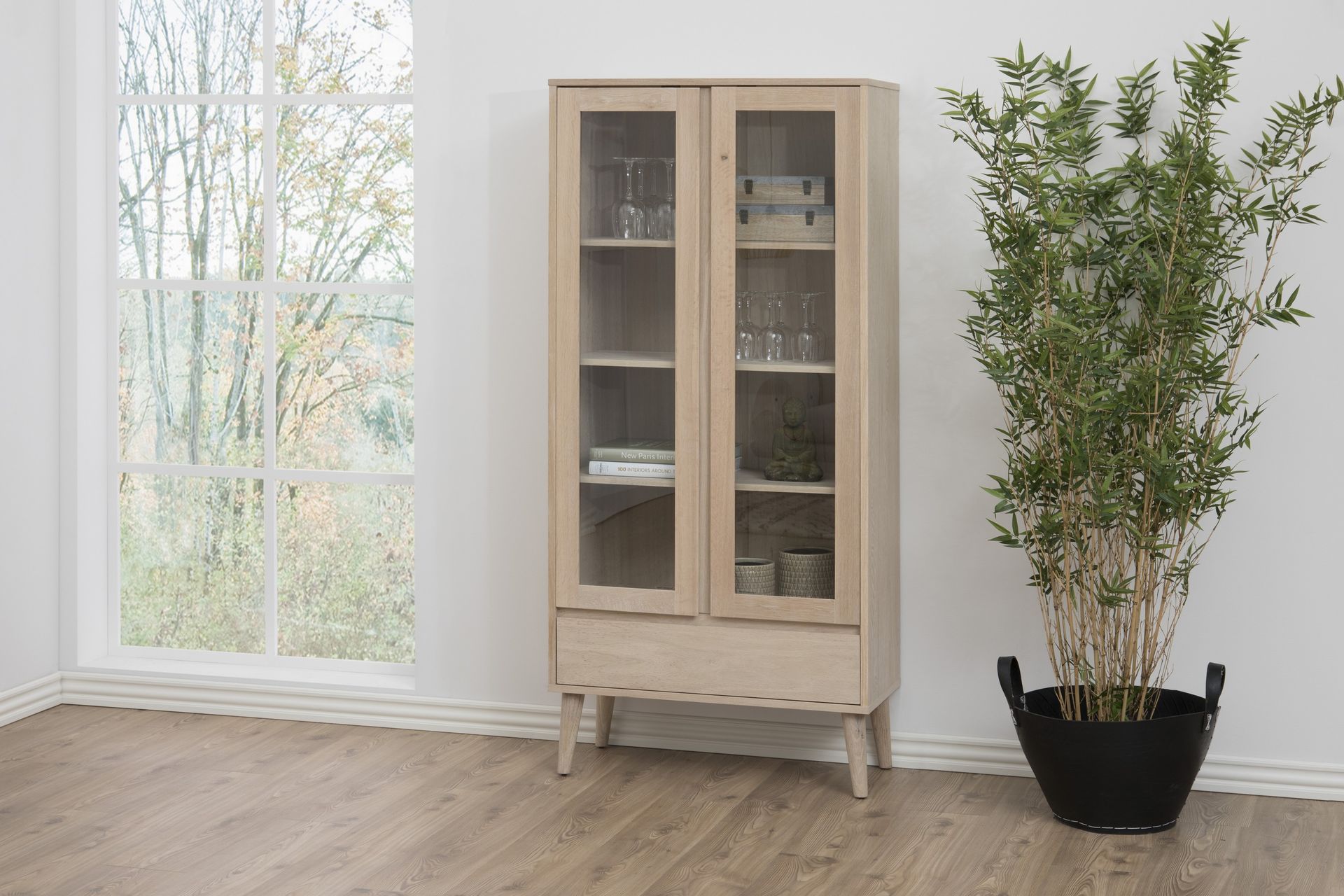 Bellor Opbevaringsmøbler Hvidpigmenteret 80 cm - Hvidpigmenteret - Opbevaring - Skab - Vitrineskabe