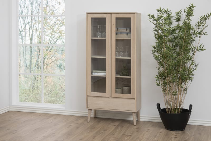 Bellor Opbevaringsmøbler Hvidpigmenteret 80 cm - Hvidpigmenteret - Opbevaring - Skab - Vitrineskabe