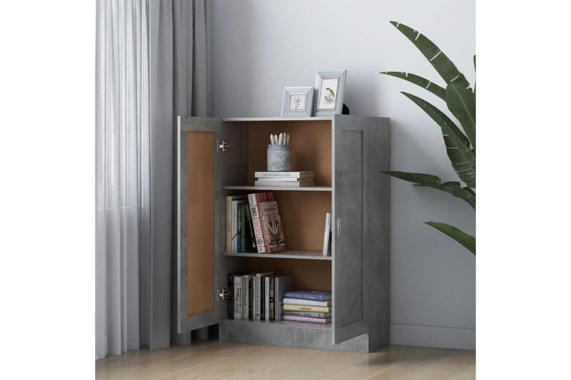 bogskab 82,5x30,5x115 cm spånplade betongrå - Grå - Opbevaring - Skab - Vitrineskabe