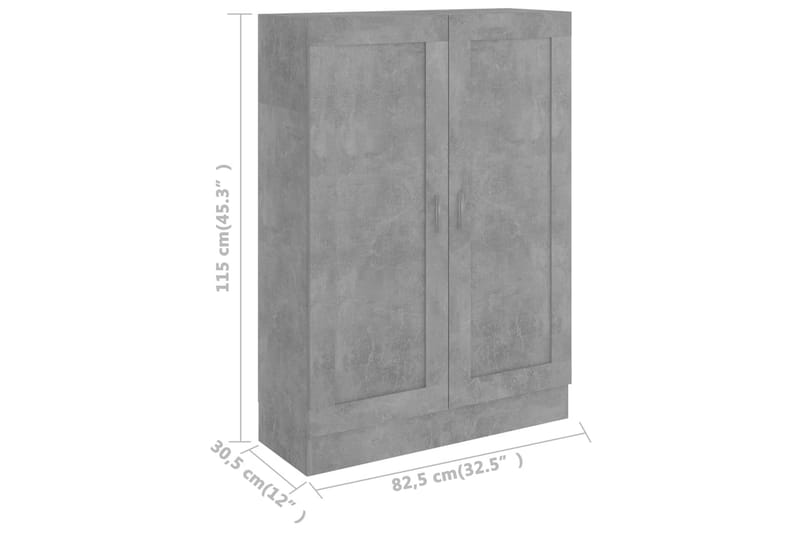 bogskab 82,5x30,5x115 cm spånplade betongrå - Grå - Opbevaring - Skab - Vitrineskabe