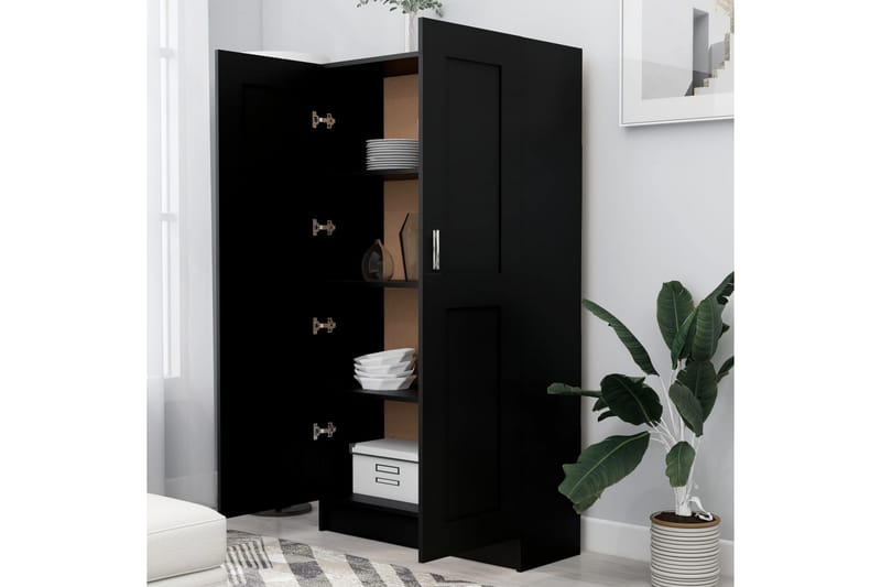 bogskab 82,5x30,5x150 cm spånplade sort - Sort - Opbevaring - Skab - Vitrineskabe