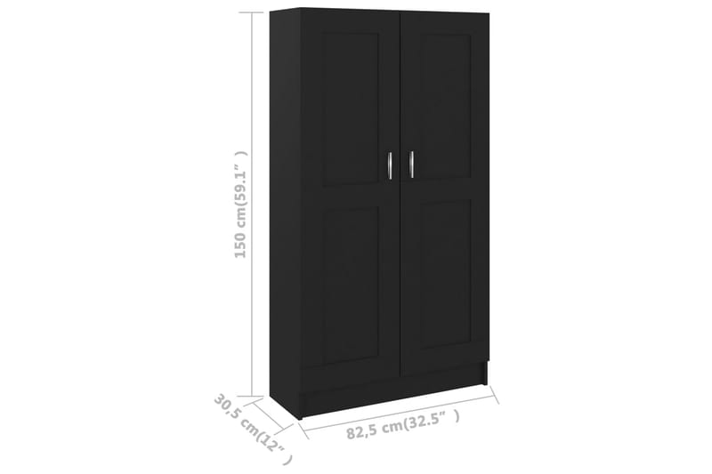 bogskab 82,5x30,5x150 cm spånplade sort - Sort - Opbevaring - Skab - Vitrineskabe