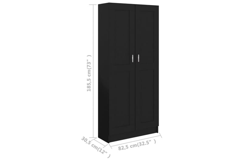 bogskab 82,5x30,5x185,5 cm spånplade sort - Sort - Opbevaring - Skab - Vitrineskabe