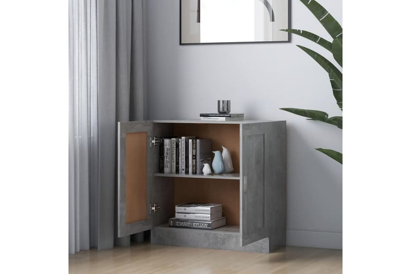 bogskab 82,5x30,5x80 cm spånplade betongrå - Grå - Opbevaring - Skab - Vitrineskabe