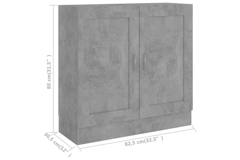 bogskab 82,5x30,5x80 cm spånplade betongrå - Grå - Opbevaring - Skab - Vitrineskabe