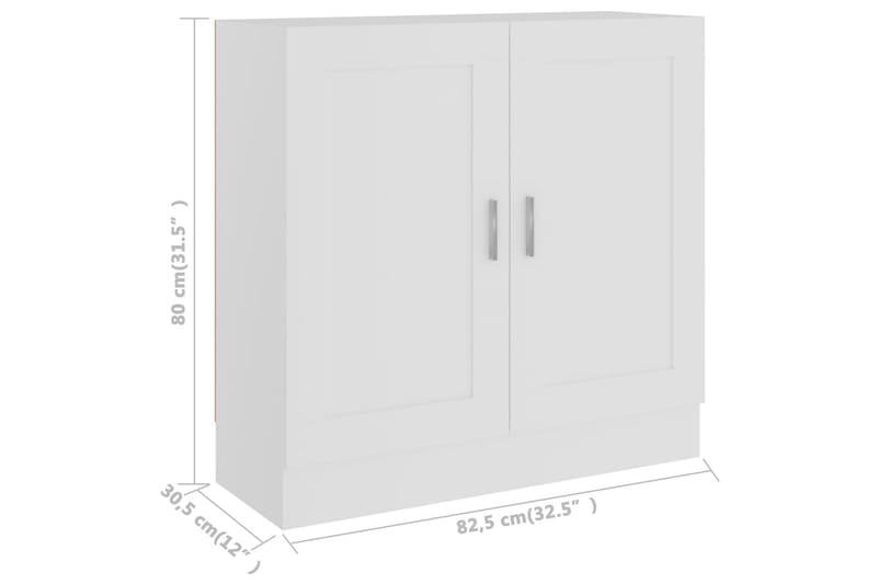 bogskab 82,5x30,5x80 cm spånplade hvid - Hvid - Vitrineskabe