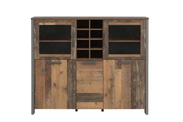 Cadle Vitrineskab 151 cm - Brun/Grå - Opbevaring - Skab - Vitrineskabe