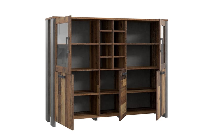 Cadle Vitrineskab 151 cm - Brun/Grå - Opbevaring - Skab - Vitrineskabe