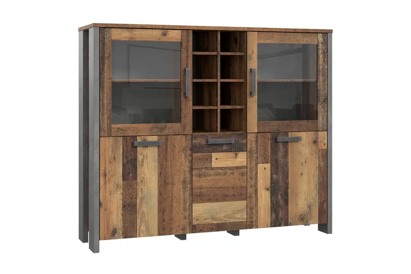 Cadle Vitrineskab 151 cm, Brun/Grå