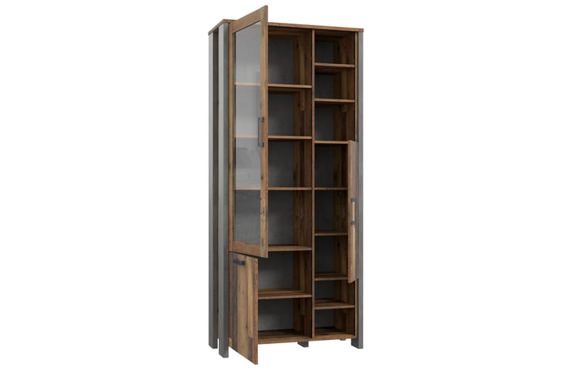 Cadle Vitrineskab 92 cm - Brun/Grå - Opbevaring - Skab - Vitrineskabe