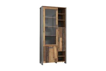 Cadle Vitrineskab 92 cm - Brun/Grå - Opbevaring - Skab - Vitrineskabe