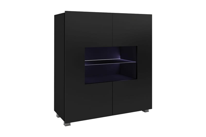 Calabrini vitrineskab 100x35x107 cm - Sort / hvid - Opbevaring - Skab - Vitrineskabe