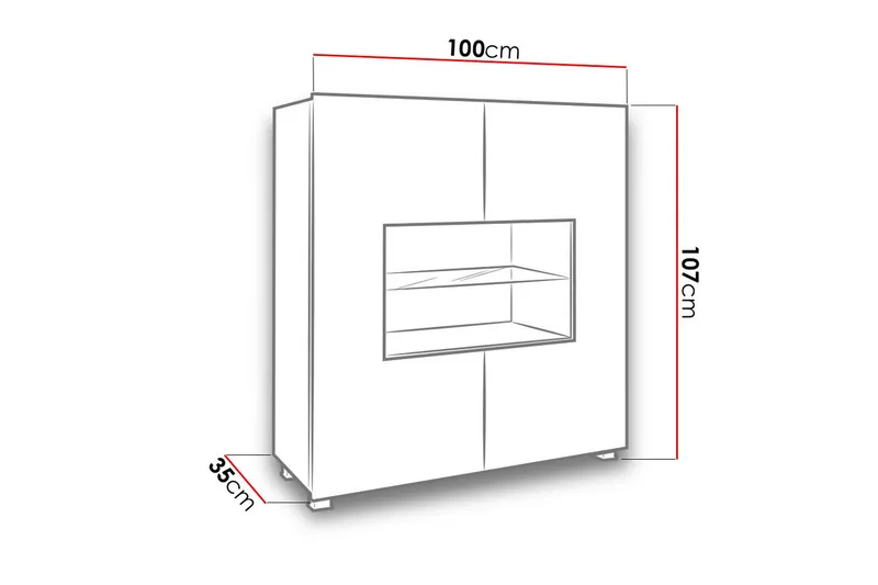 Calabrini vitrineskab 100x35x107 cm - Opbevaring - Skab - Vitrineskabe