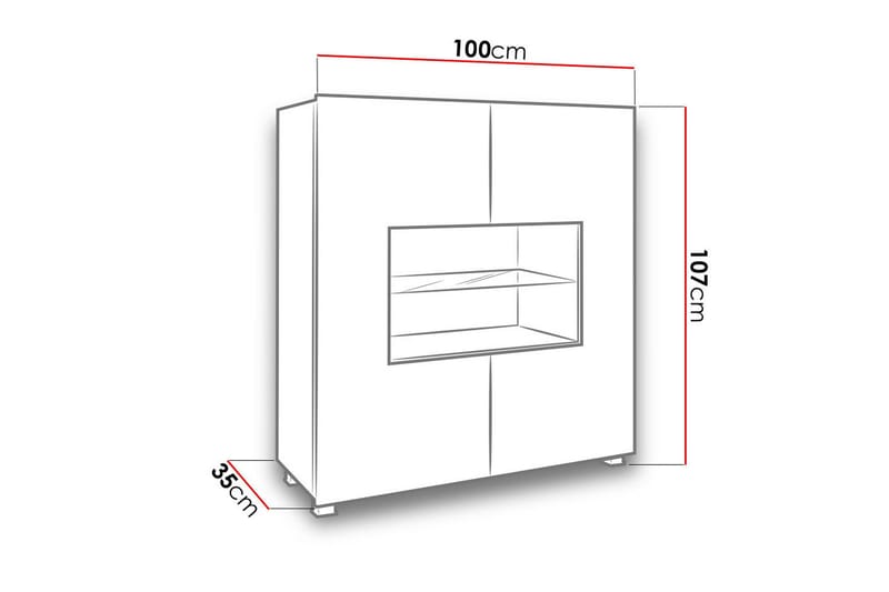 Calabrini vitrineskab 100x35x107 cm - Opbevaring - Skab - Vitrineskabe