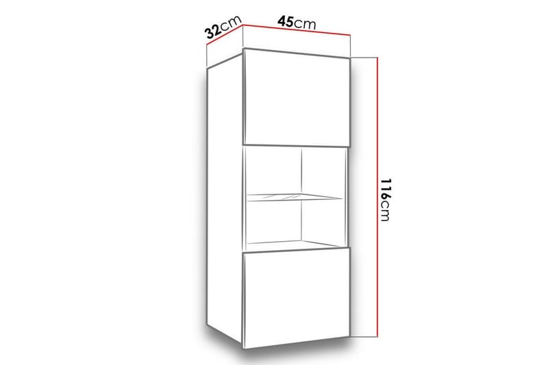 Calabrini vitrineskab 45x32x117 cm - Beige / Brun - Vitrineskabe