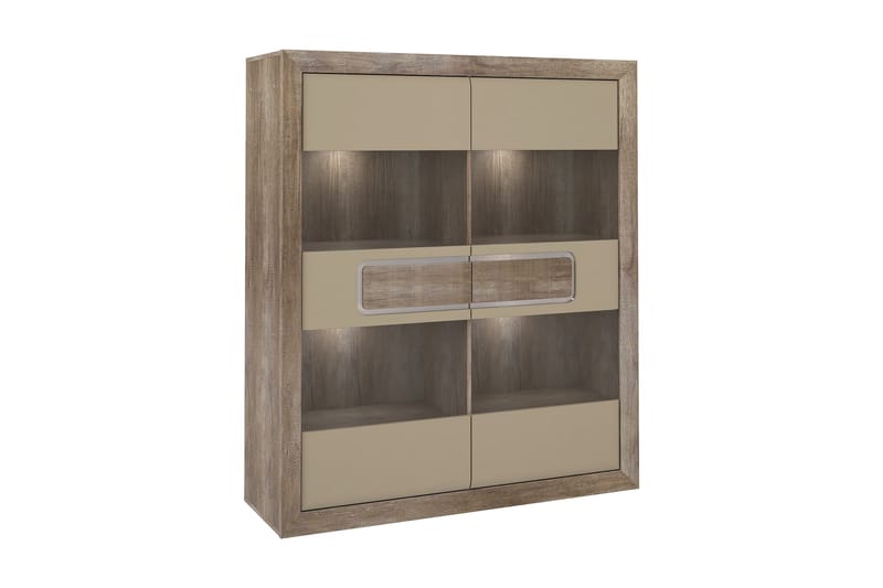 Corlius Vitrineskab 41x134 cm - Beige/Brun - Vitrineskabe