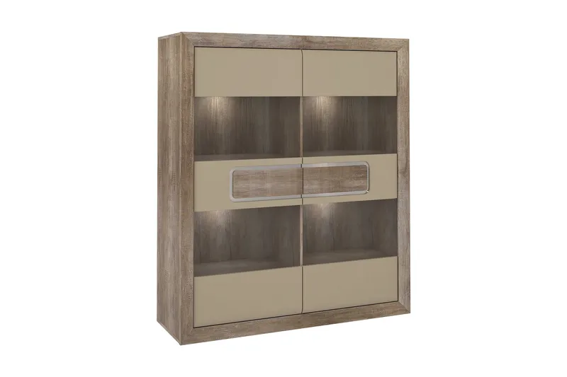 Corlius Vitrineskab 41x134 cm, Beige/Brun