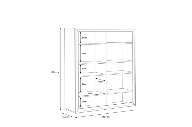 Corlius Vitrineskab 41x134 cm - Beige/Brun - Opbevaring - Skab - Vitrineskabe