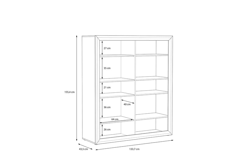 Corlius Vitrineskab 41x134 cm - Beige/Brun - Opbevaring - Skab - Vitrineskabe