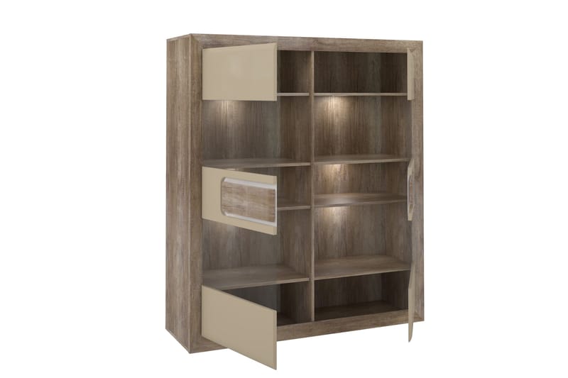 Corlius Vitrineskab 41x134 cm - Beige/Brun - Opbevaring - Skab - Vitrineskabe