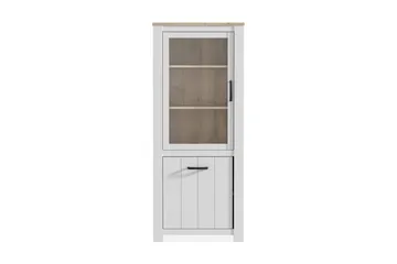 Crumpton Vitrineskab 77 cm - Hvid/Brun - Opbevaring - Skab - Vitrineskabe