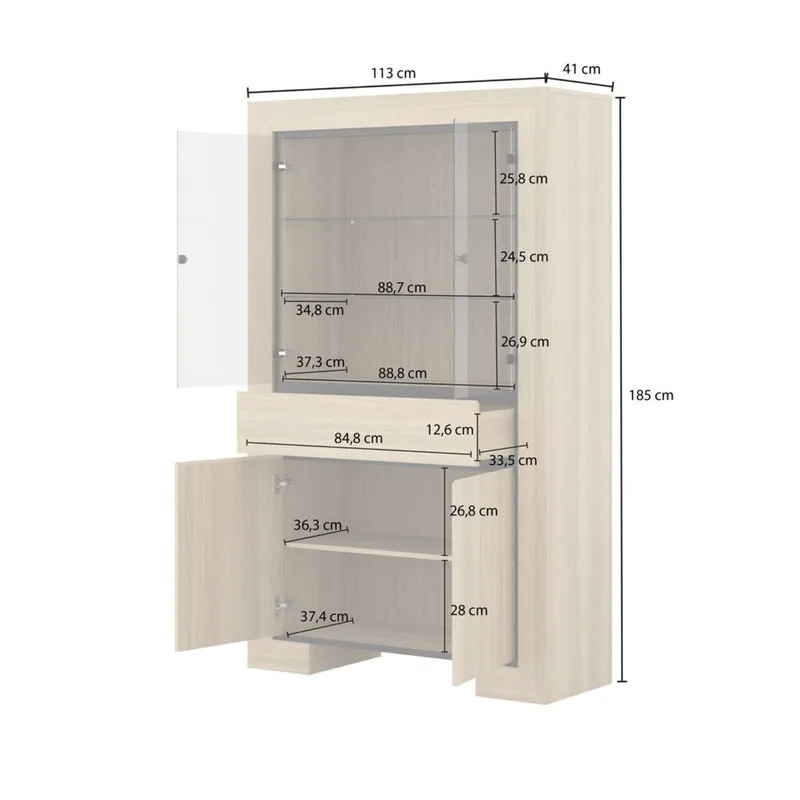 Vitrineskab Cuba II 4 Døre 1 Skuffe - Opbevaring - Skab - Vitrineskabe