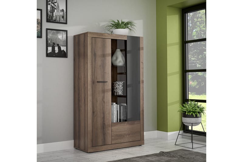 Elhovo Vitrineskab 41x93 cm - Brun - Opbevaring - Skab - Vitrineskabe