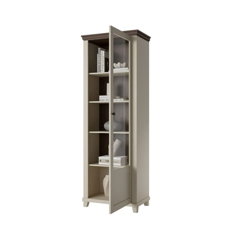 Vitrineskab Evora 1 dør højre - Lys Beige - Opbevaring - Skab - Vitrineskabe