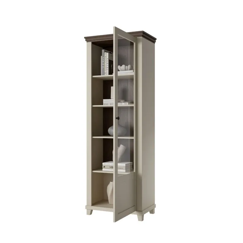 Vitrineskab Evora 1 dør højre - Lys Beige - Opbevaring - Skab - Vitrineskabe