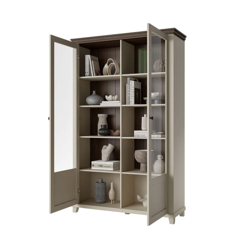 Vitrineskab Evora 2 døre - Lys Beige - Opbevaring - Skab - Vitrineskabe