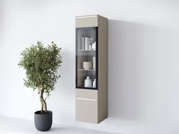 vitrineskab Høj vitrinesøjle VERA TYP 002 + LED beige - Opbevaring - Skab - Vitrineskabe