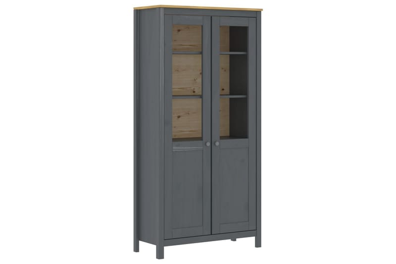 Højskab Hill Range 85x37x170,5 cm Massivt Fyrretræ Grå - Opbevaring - Skab - Vitrineskabe