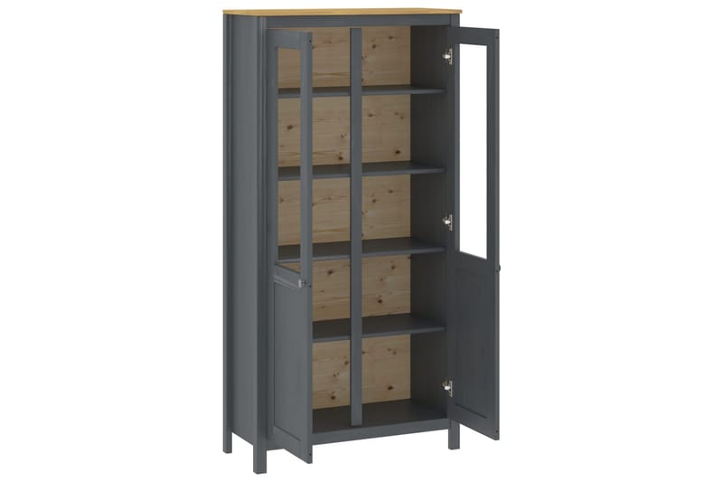 Højskab Hill Range 85x37x170,5 cm Massivt Fyrretræ Grå - Opbevaring - Skab - Vitrineskabe