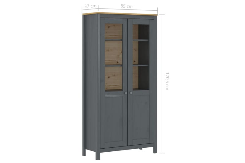 Højskab Hill Range 85x37x170,5 cm Massivt Fyrretræ Grå - Opbevaring - Skab - Vitrineskabe