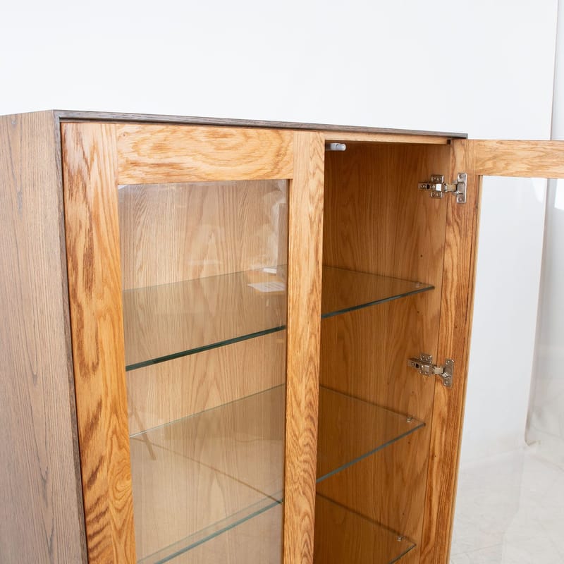 Vitrineskab HOME4YOU Valencia 90x45x160 cm Eg - Brun - Opbevaring - Skab - Vitrineskabe