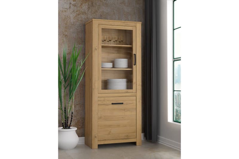 Hovencamp Vitrineskab 42x77 cm - Brun - Opbevaring - Skab - Vitrineskabe