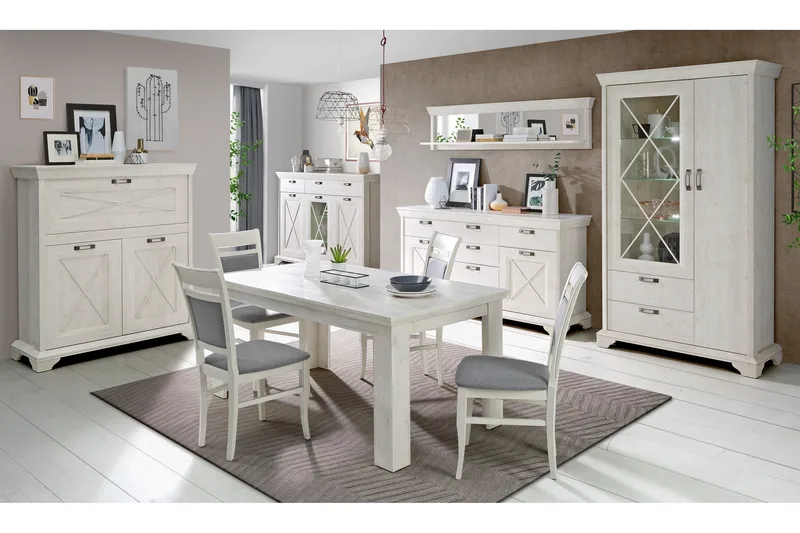 Hurlston Vitrineskab 113 cm - Hvid - Opbevaring - Skab - Vitrineskabe