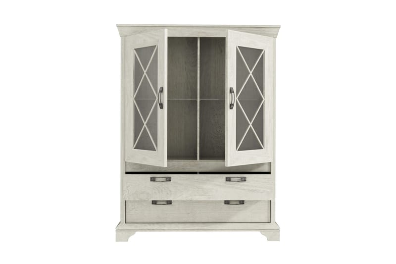 Hurlston Vitrineskab 123 cm - Hvid - Opbevaring - Skab - Vitrineskabe