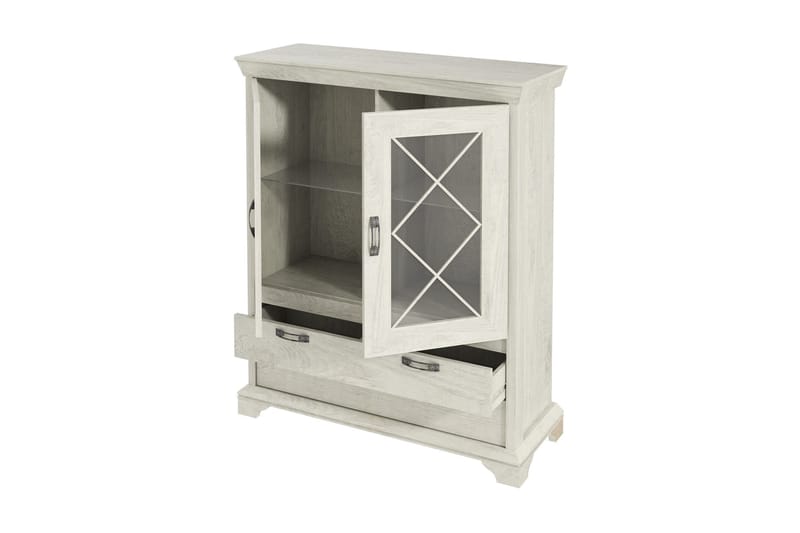 Hurlston Vitrineskab 123 cm - Hvid - Opbevaring - Skab - Vitrineskabe