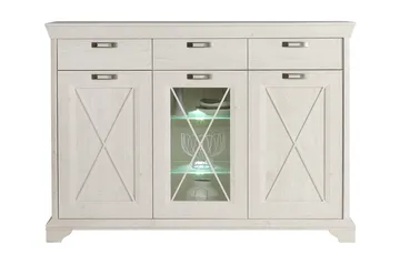 Hurlston Vitrineskab 178 cm - Hvid - Opbevaring - Skab - Vitrineskabe