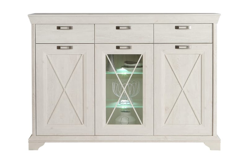 Hurlston Vitrineskab 178 cm - Hvid - Opbevaring - Skab - Vitrineskabe